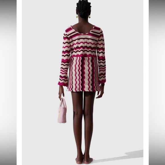 Pink and White Zigzag Mini Dress - Picture 5 of 9